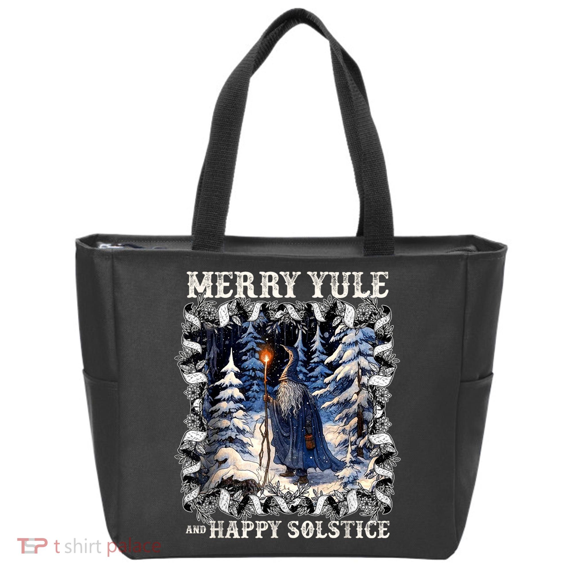 Merry Solstice Happy Yule Christmas Bird Nordic Xmas Graphic Tote Bag
