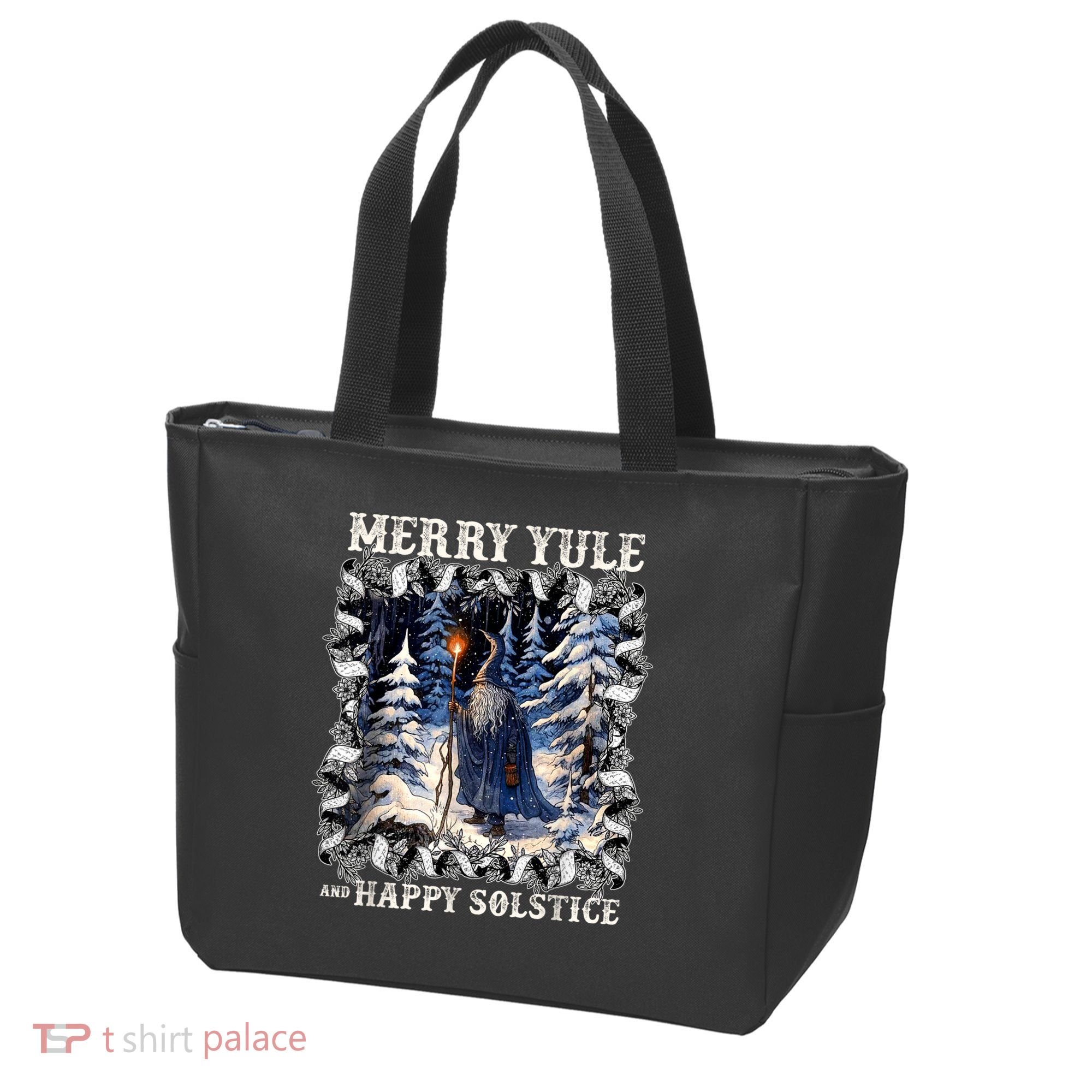 Merry Solstice Happy Yule Christmas Bird Nordic Xmas Graphic Tote Bag