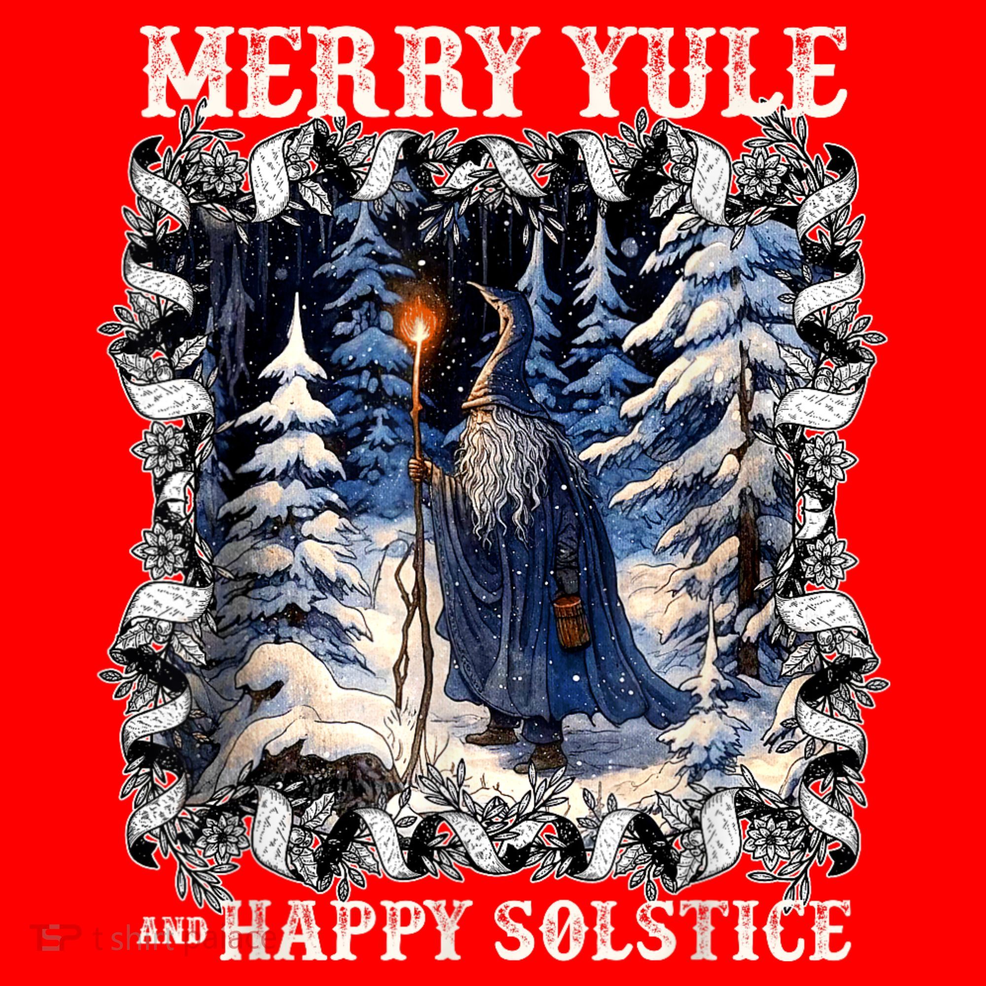 Merry Solstice Happy Yule Christmas Bird Nordic Xmas Graphic Santa Hat