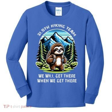 Mountain Sloth Hiking Team Hiking Kids Long Sleeve Shirt