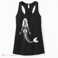 Mermaid Skeleton Halloween Funny Spooky Scary Swimming Women's Tank Top thumb 0