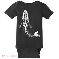 Mermaid Skeleton Halloween Funny Spooky Scary Swimming Baby Bodysuit thumb 0