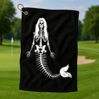 Mermaid Skeleton Halloween Funny Spooky Scary Swimming Golf Towel thumb 1