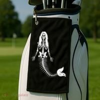 Mermaid Skeleton Halloween Funny Spooky Scary Swimming Golf Towel thumb 2