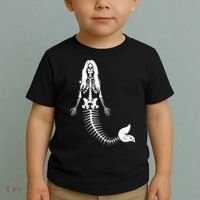 Mermaid Skeleton Halloween Funny Spooky Scary Swimming Toddler T-Shirt thumb 2