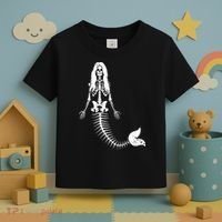 Mermaid Skeleton Halloween Funny Spooky Scary Swimming Toddler T-Shirt thumb 3