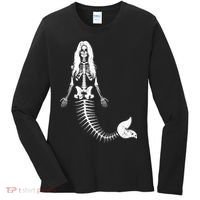 Mermaid Skeleton Halloween Funny Spooky Scary Swimming Women's Long Sleeve Shirt thumb 0