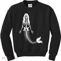 Mermaid Skeleton Halloween Funny Spooky Scary Swimming Kids Sweatshirt thumb 0