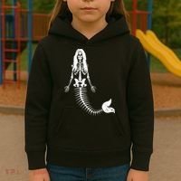 Mermaid Skeleton Halloween Funny Spooky Scary Swimming Kids Hoodie thumb 3