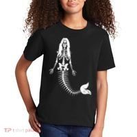 Mermaid Skeleton Halloween Funny Spooky Scary Swimming Kids T-Shirt thumb 2
