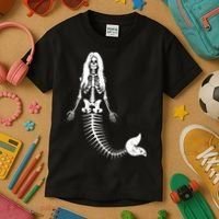 Mermaid Skeleton Halloween Funny Spooky Scary Swimming Kids T-Shirt thumb 3