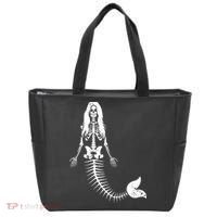 Mermaid Skeleton Halloween Funny Spooky Scary Swimming Tote Bag thumb 0