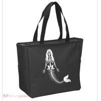 Mermaid Skeleton Halloween Funny Spooky Scary Swimming Tote Bag thumb 2