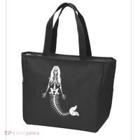 Mermaid Skeleton Halloween Funny Spooky Scary Swimming Tote Bag thumb 3