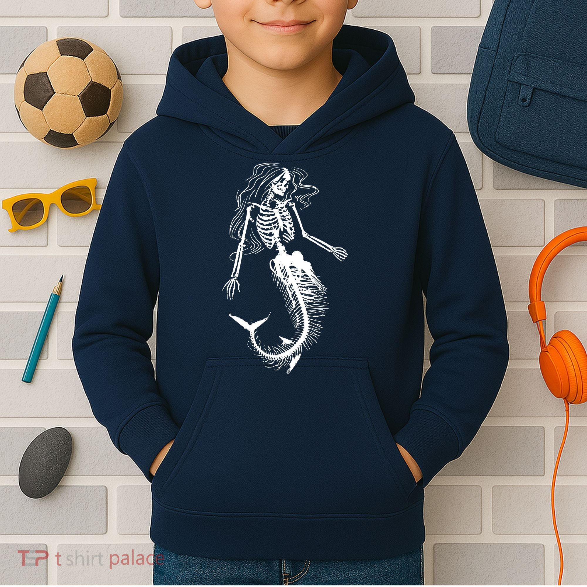 Mermaid Skeleton Halloween Costume Women Girls Kids Hoodie