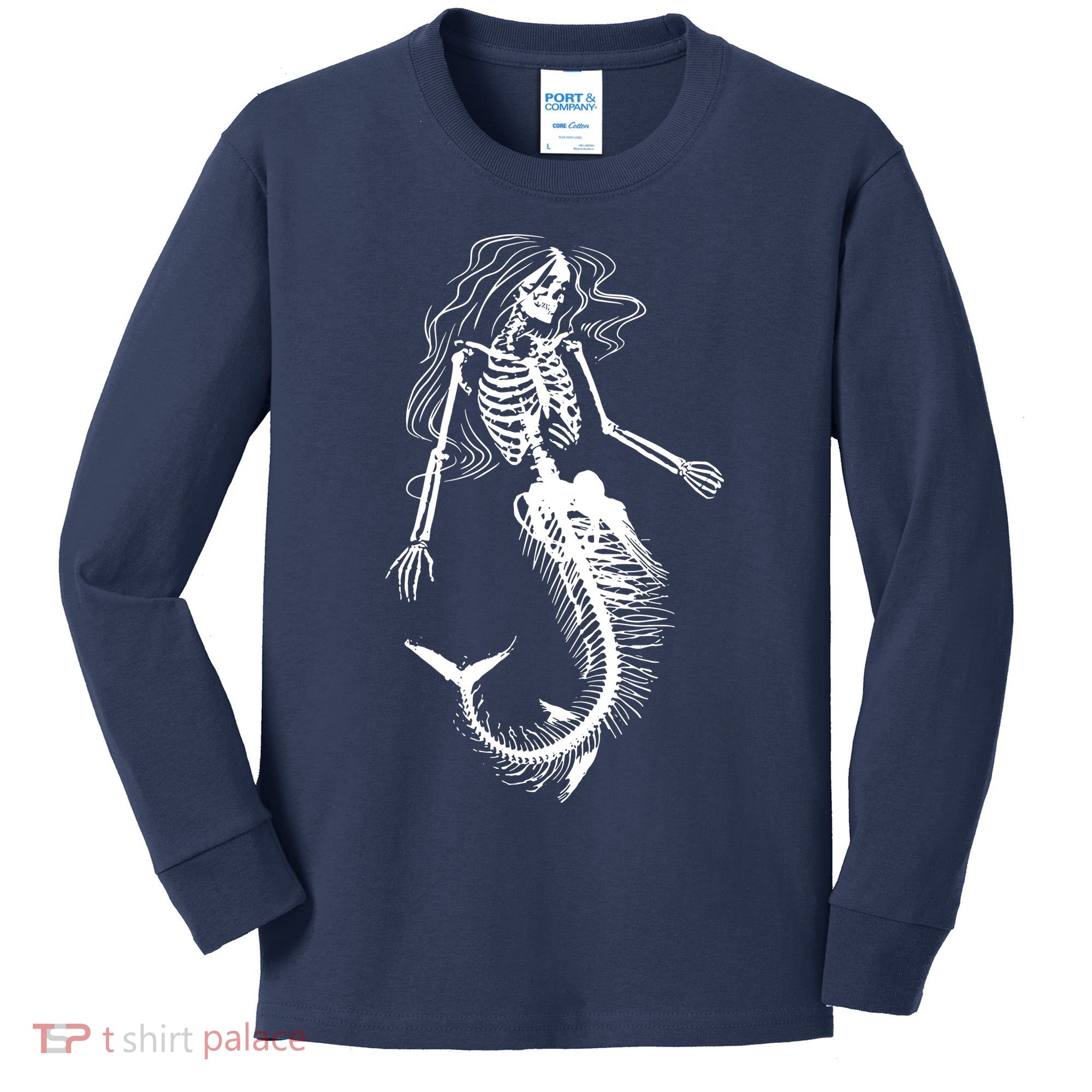 Mermaid Skeleton Halloween Costume Women Girls Kids Long Sleeve Shirt