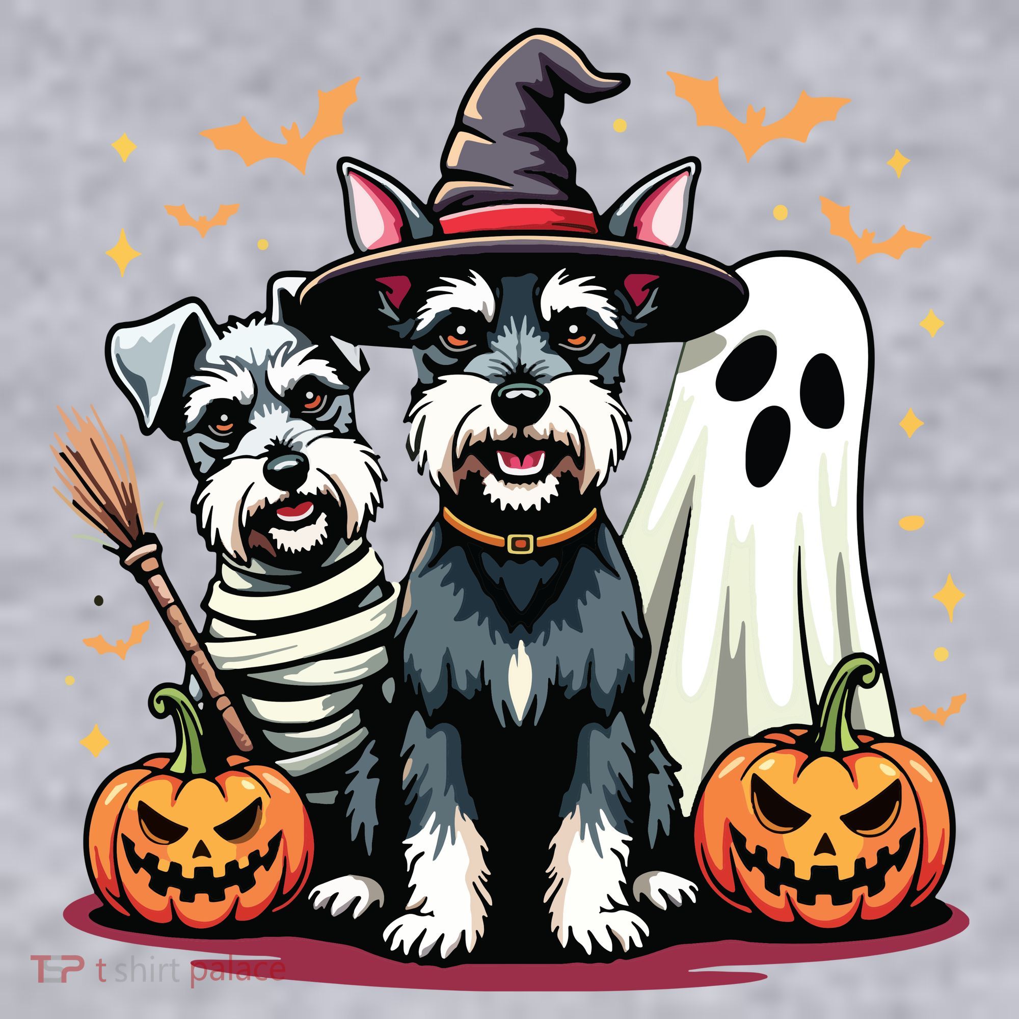 Miniature Schnauzer Halloween Costume Mummy Witch Ghost Dog Women's Sweatshirt