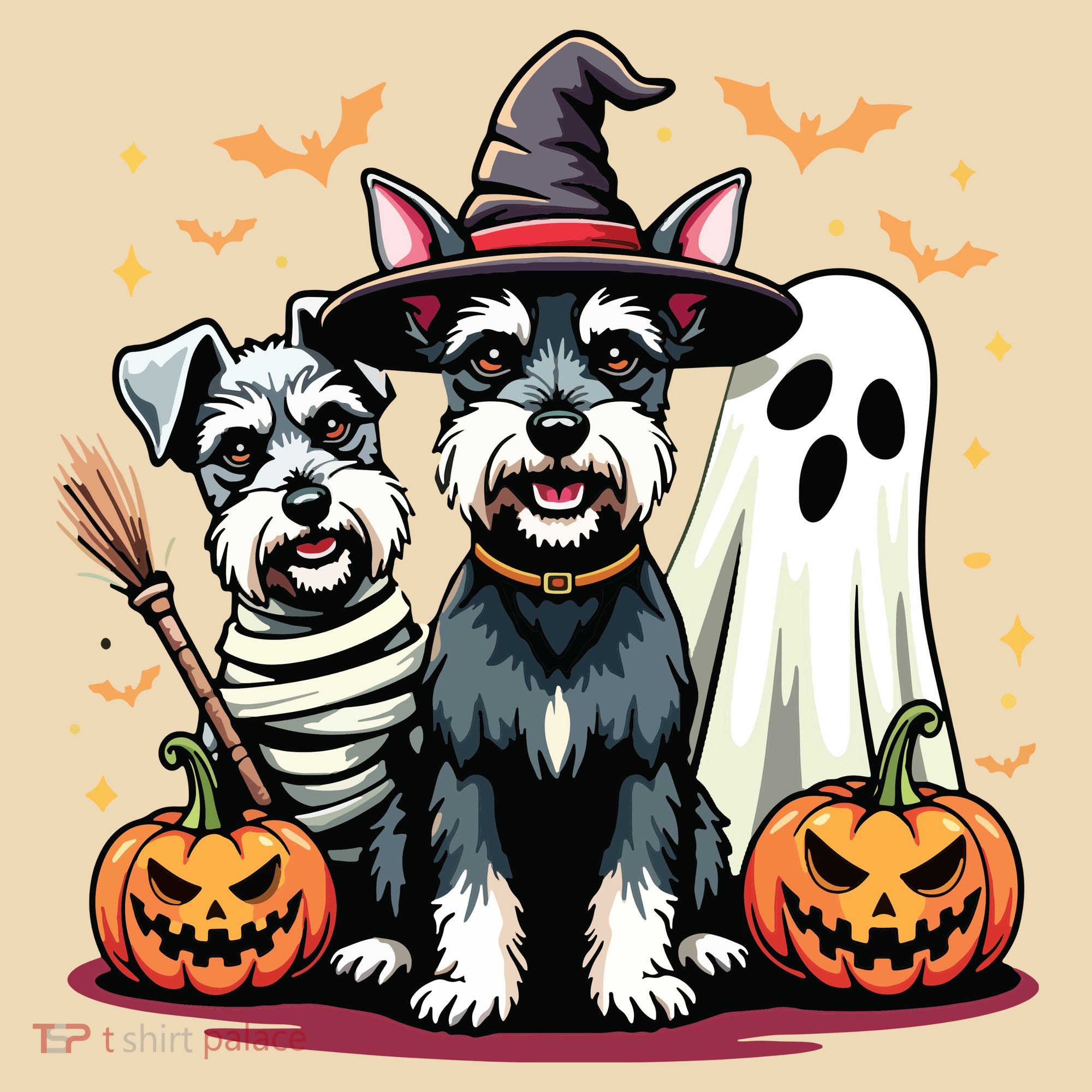 Miniature Schnauzer Halloween Costume Mummy Witch Ghost Dog Tote Bag