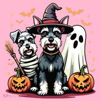 Miniature Schnauzer Halloween Costume Mummy Witch Ghost Dog Coaster thumb 2