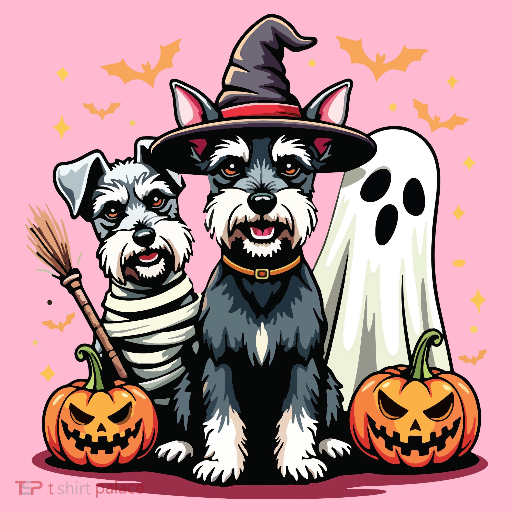 Miniature Schnauzer Halloween Costume Mummy Witch Ghost Dog Coaster