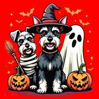 Miniature Schnauzer Halloween Costume Mummy Witch Ghost Dog Santa Hat thumb 1