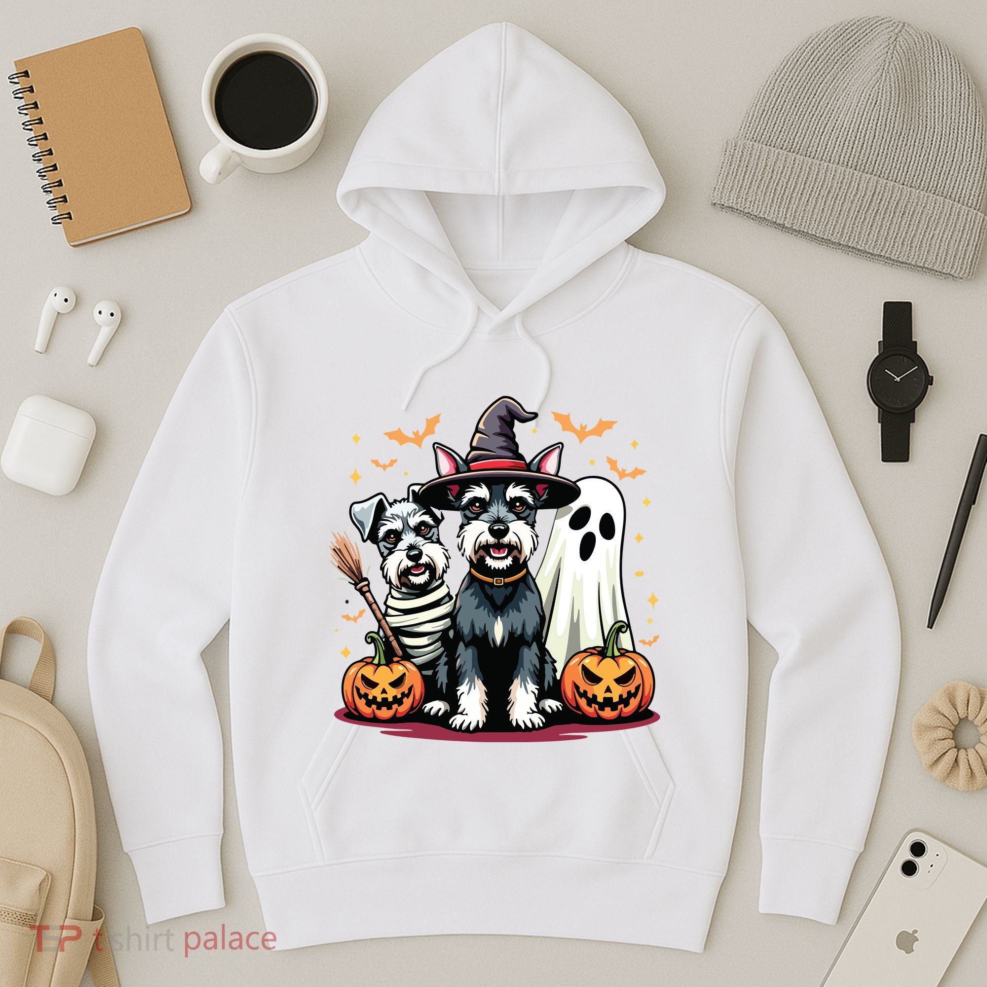 Miniature Schnauzer Halloween Costume Mummy Witch Ghost Dog Hoodie