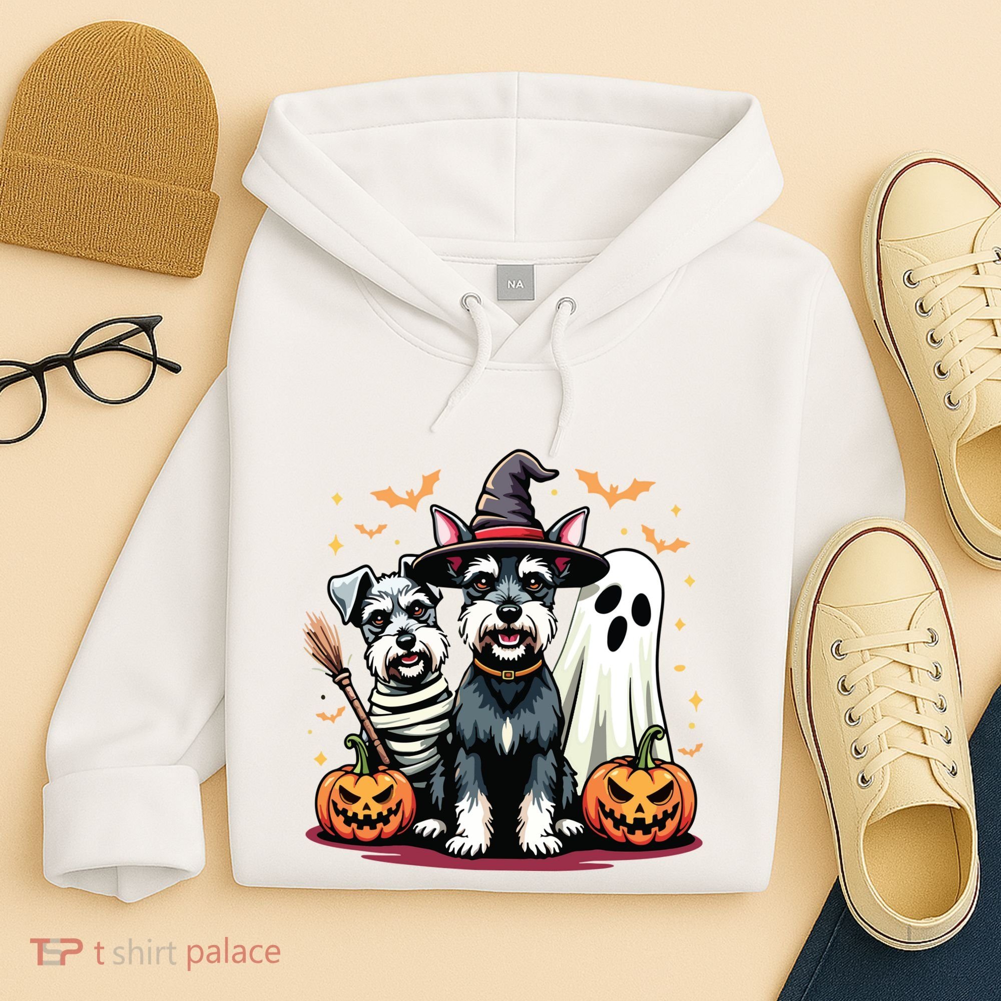 Miniature Schnauzer Halloween Costume Mummy Witch Ghost Dog Hoodie