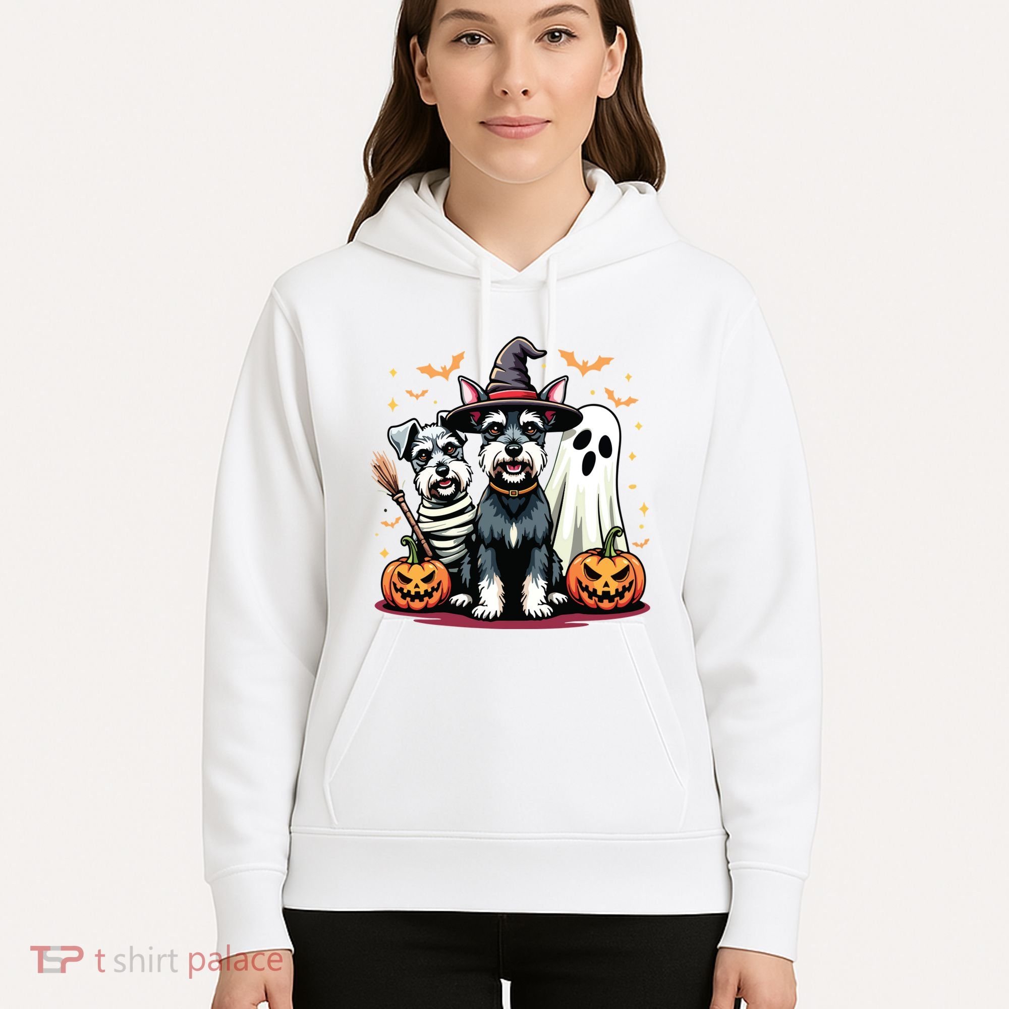 Miniature Schnauzer Halloween Costume Mummy Witch Ghost Dog Hoodie