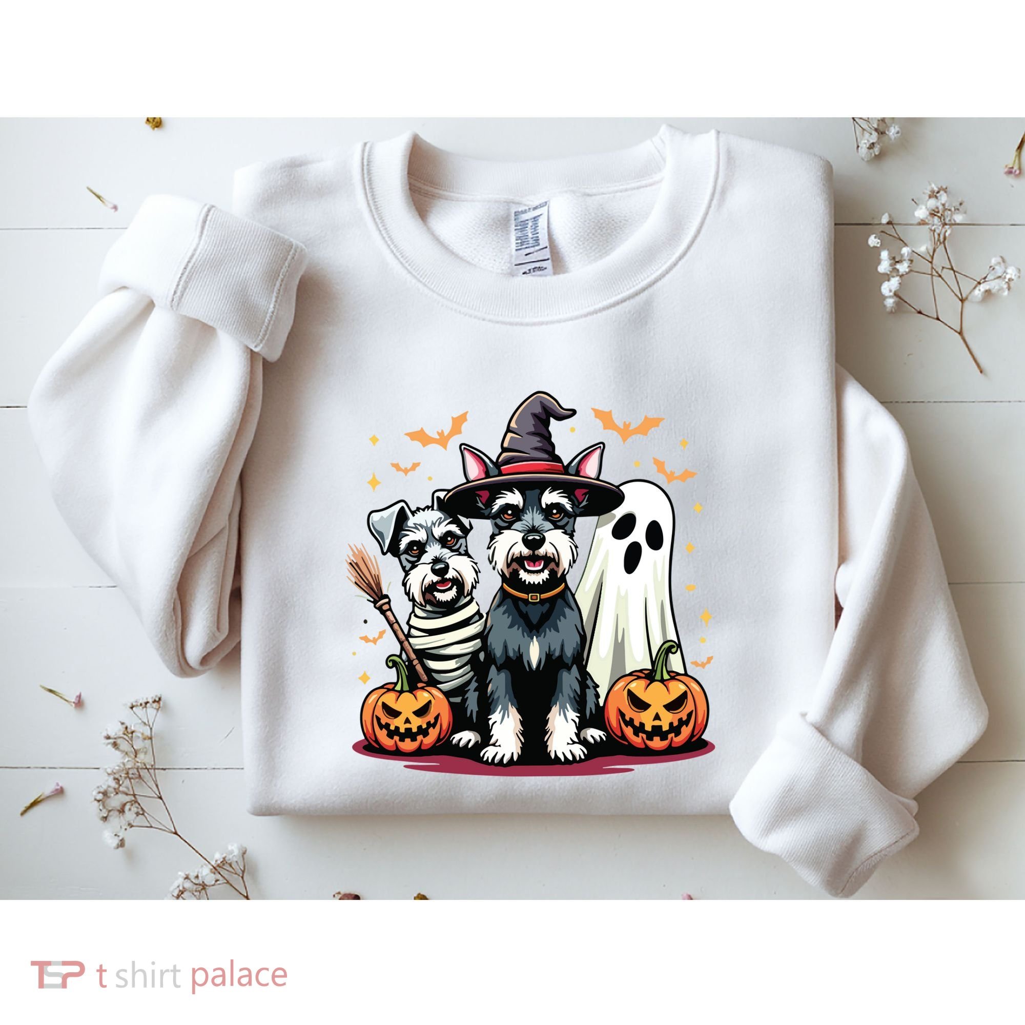 Miniature Schnauzer Halloween Costume Mummy Witch Ghost Dog Sweatshirt