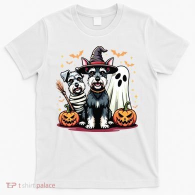 Miniature Schnauzer Halloween Costume Mummy Witch Ghost Dog T-Shirt