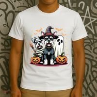 Miniature Schnauzer Halloween Costume Mummy Witch Ghost Dog T-Shirt thumb 3