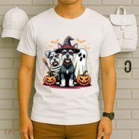Miniature Schnauzer Halloween Costume Mummy Witch Ghost Dog T-Shirt thumb 6
