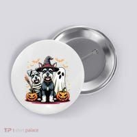 Miniature Schnauzer Halloween Costume Mummy Witch Ghost Dog Button thumb 0