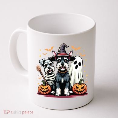 Miniature Schnauzer Halloween Costume Mummy Witch Ghost Dog Coffee Mug