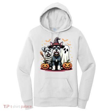 Miniature Schnauzer Halloween Costume Mummy Witch Ghost Dog Women's Hoodie