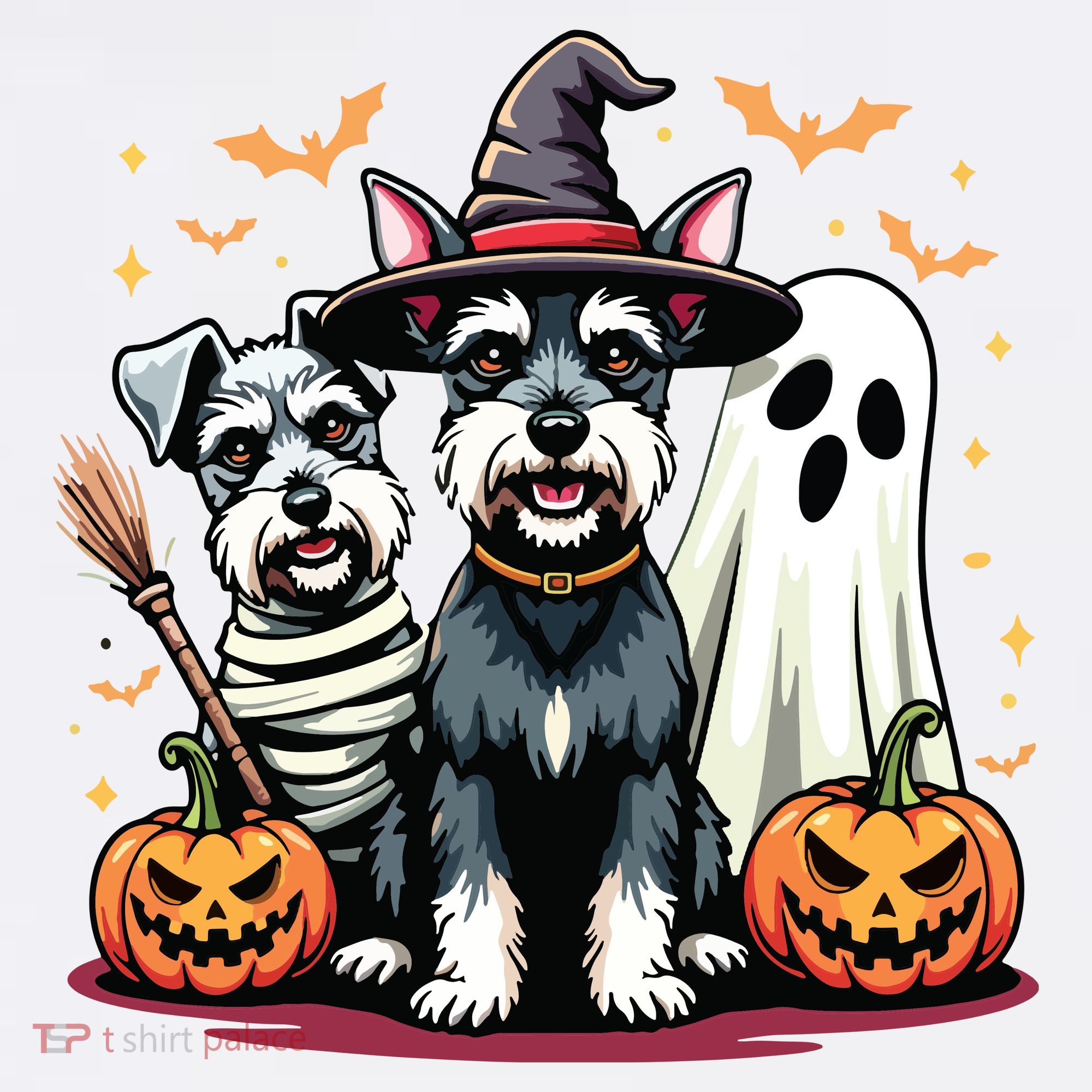 Miniature Schnauzer Halloween Costume Mummy Witch Ghost Dog Women's Hoodie