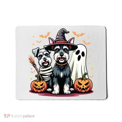 Miniature Schnauzer Halloween Costume Mummy Witch Ghost Dog Mousepad