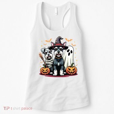 Miniature Schnauzer Halloween Costume Mummy Witch Ghost Dog Women's Tank Top