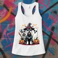 Miniature Schnauzer Halloween Costume Mummy Witch Ghost Dog Women's Tank Top thumb 3