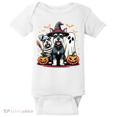 Miniature Schnauzer Halloween Costume Mummy Witch Ghost Dog Baby Bodysuit