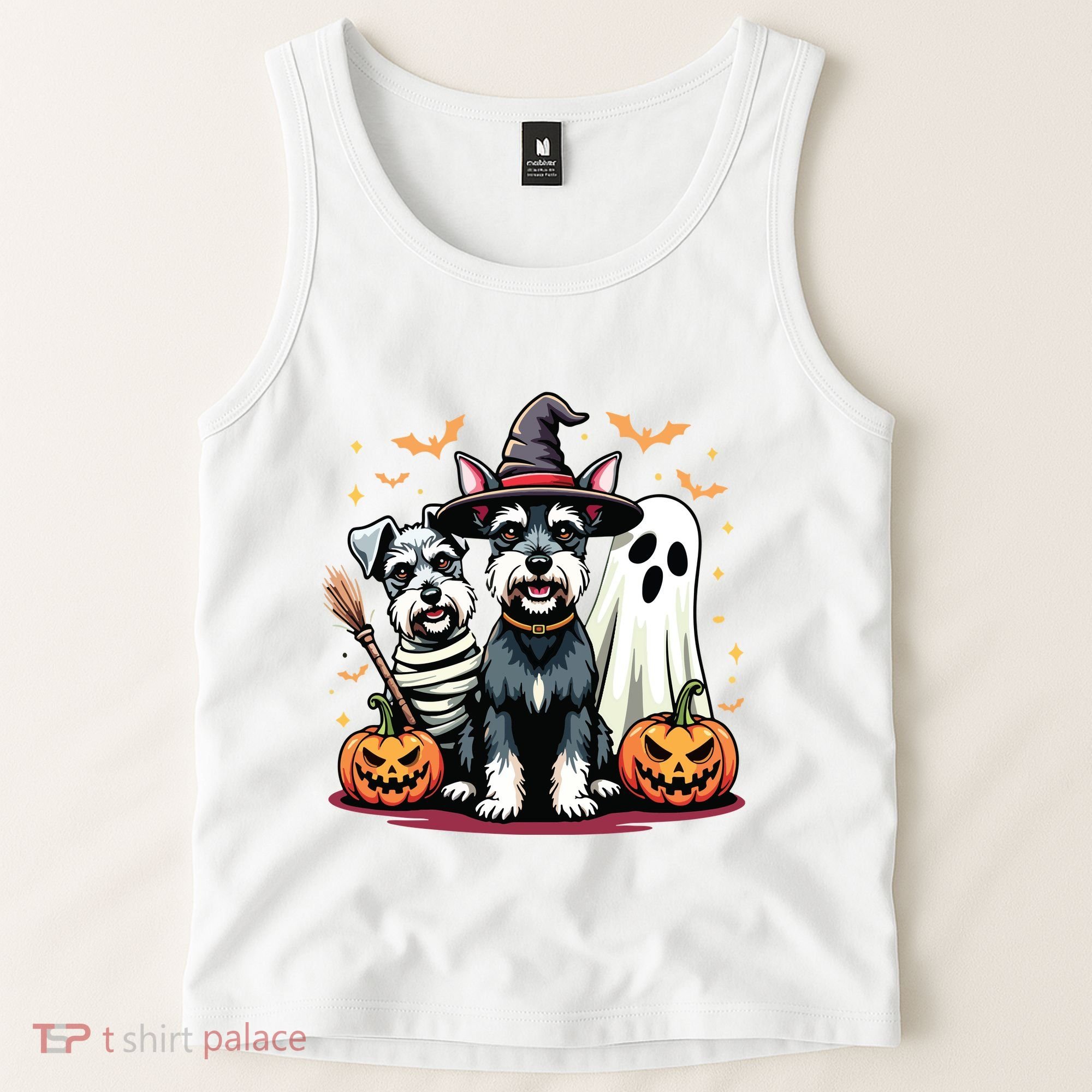 Miniature Schnauzer Halloween Costume Mummy Witch Ghost Dog Tank Top