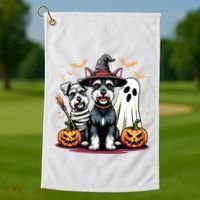 Miniature Schnauzer Halloween Costume Mummy Witch Ghost Dog Golf Towel thumb 1