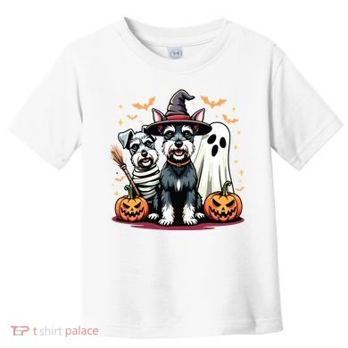 Miniature Schnauzer Halloween Costume Mummy Witch Ghost Dog Toddler T-Shirt