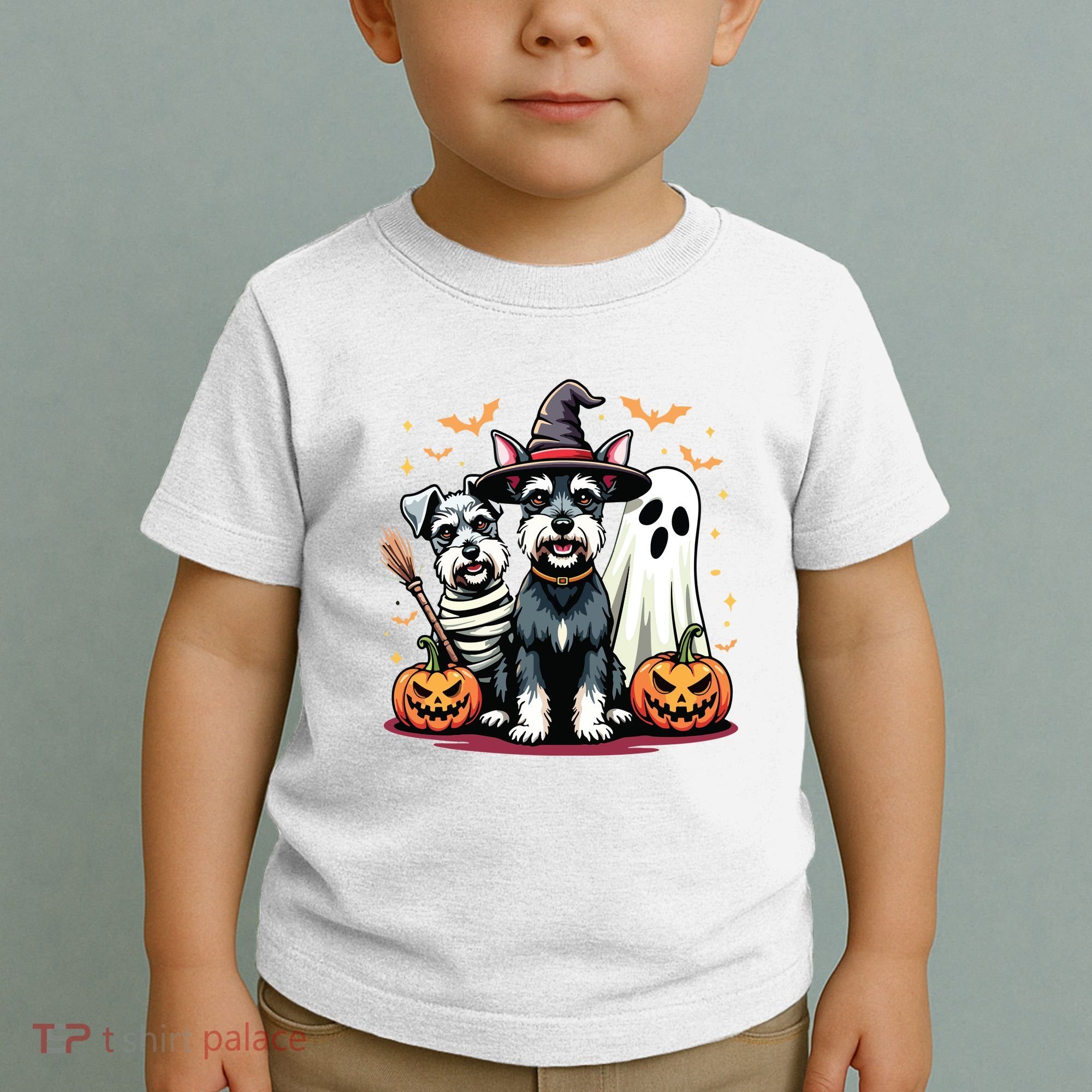 Miniature Schnauzer Halloween Costume Mummy Witch Ghost Dog Toddler T-Shirt