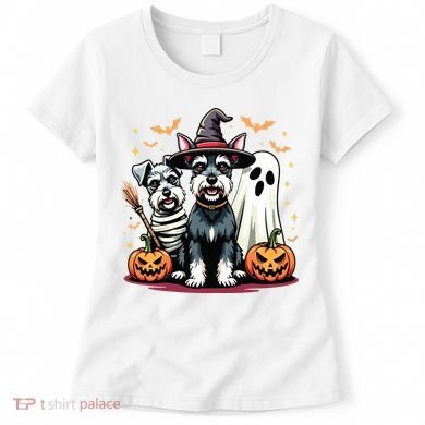 Miniature Schnauzer Halloween Costume Mummy Witch Ghost Dog Women's T-Shirt