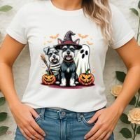 Miniature Schnauzer Halloween Costume Mummy Witch Ghost Dog Women's T-Shirt thumb 2