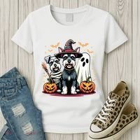 Miniature Schnauzer Halloween Costume Mummy Witch Ghost Dog Women's T-Shirt thumb 3