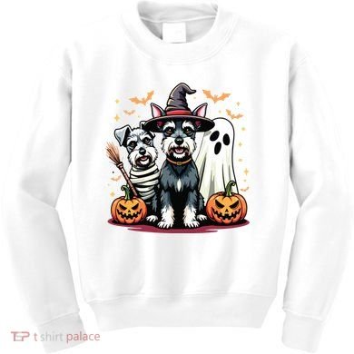 Miniature Schnauzer Halloween Costume Mummy Witch Ghost Dog Kids Sweatshirt