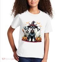 Miniature Schnauzer Halloween Costume Mummy Witch Ghost Dog Kids T-Shirt thumb 2