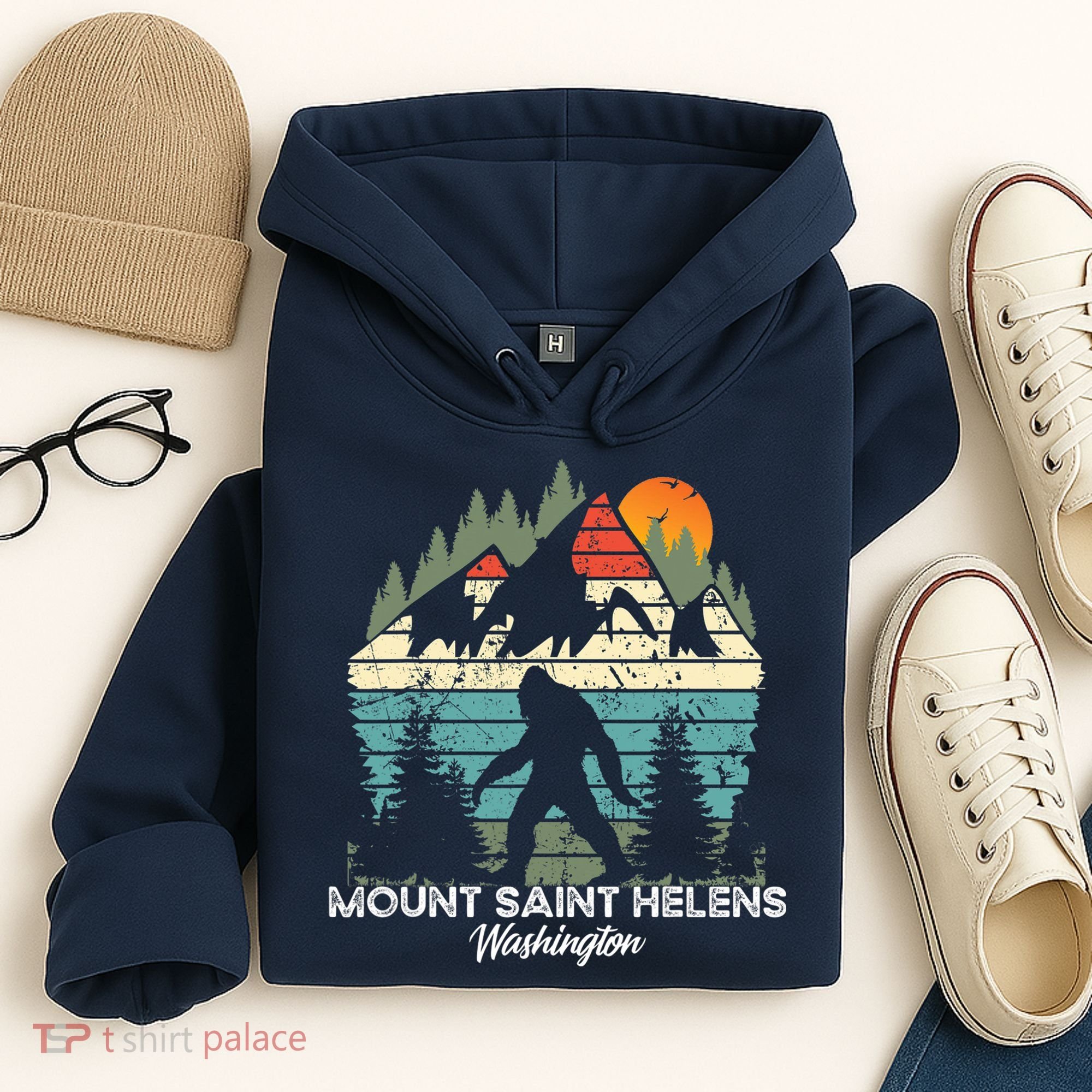 Mount Saint Helens Washington National Park Retro 80's Hoodie